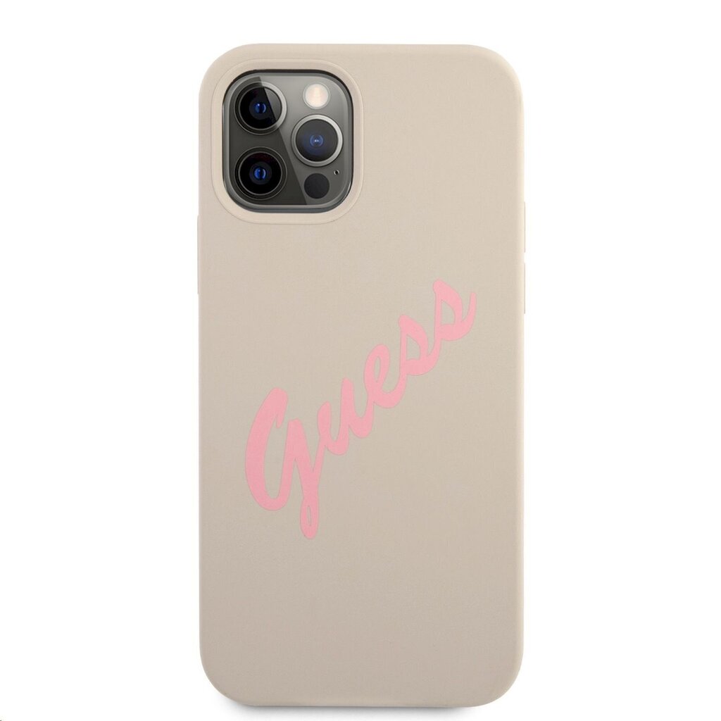 GUHCP12MLSVSGP Guess Silicone Vintage Pink Script Cover for iPhone 12/12 Pro 6.1 Grey цена и информация | Telefonide kaitsekaaned ja -ümbrised | hansapost.ee