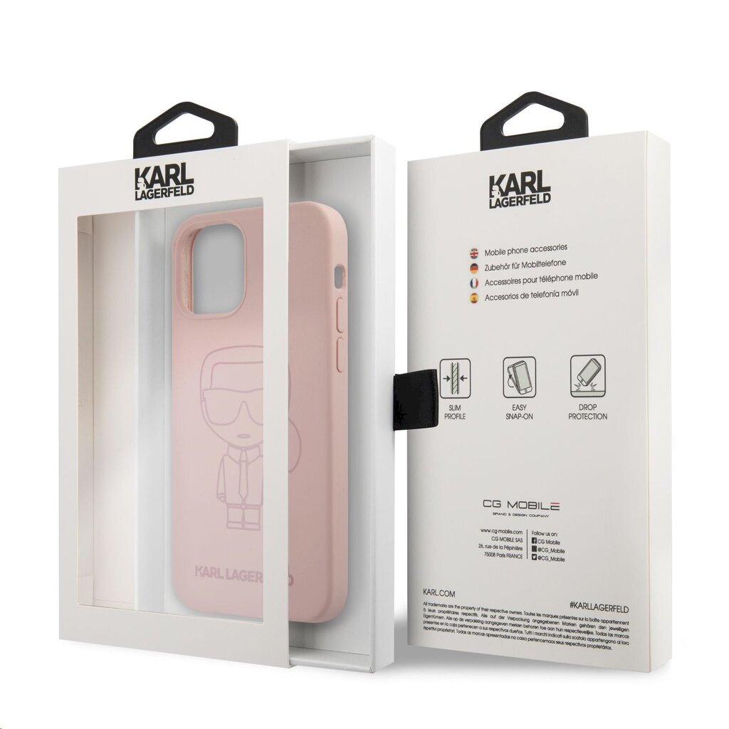 KLHCP12LSILTTPI Karl Lagerfeld Iconic Outline Silicone Case for iPhone 12 Pro Max 6.7 Tone on Tone Pink hind ja info | Telefonide kaitsekaaned ja -ümbrised | hansapost.ee