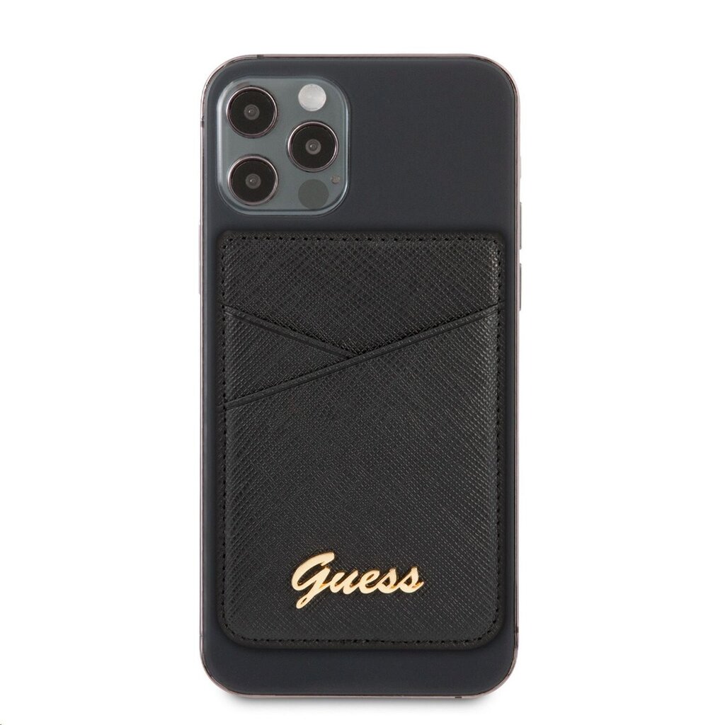 GUWMSSASLBK Guess Saffiano Cardslot Metal Logo Black цена и информация | Lisatarvikud mobiiltelefonidele | hansapost.ee