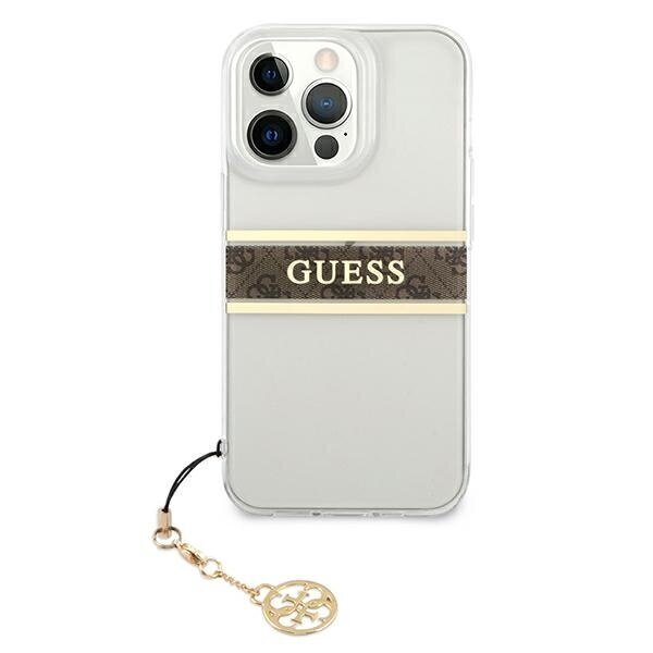 Original GUESS Brown Strap Charm telefoniümbris sobib iPhone 13 / 13 Pro, läbipaistev hind ja info | Telefonide kaitsekaaned ja -ümbrised | hansapost.ee