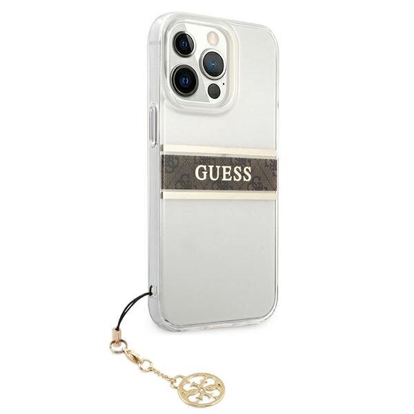 Original GUESS Brown Strap Charm telefoniümbris sobib iPhone 13 / 13 Pro, läbipaistev цена и информация | Telefonide kaitsekaaned ja -ümbrised | hansapost.ee