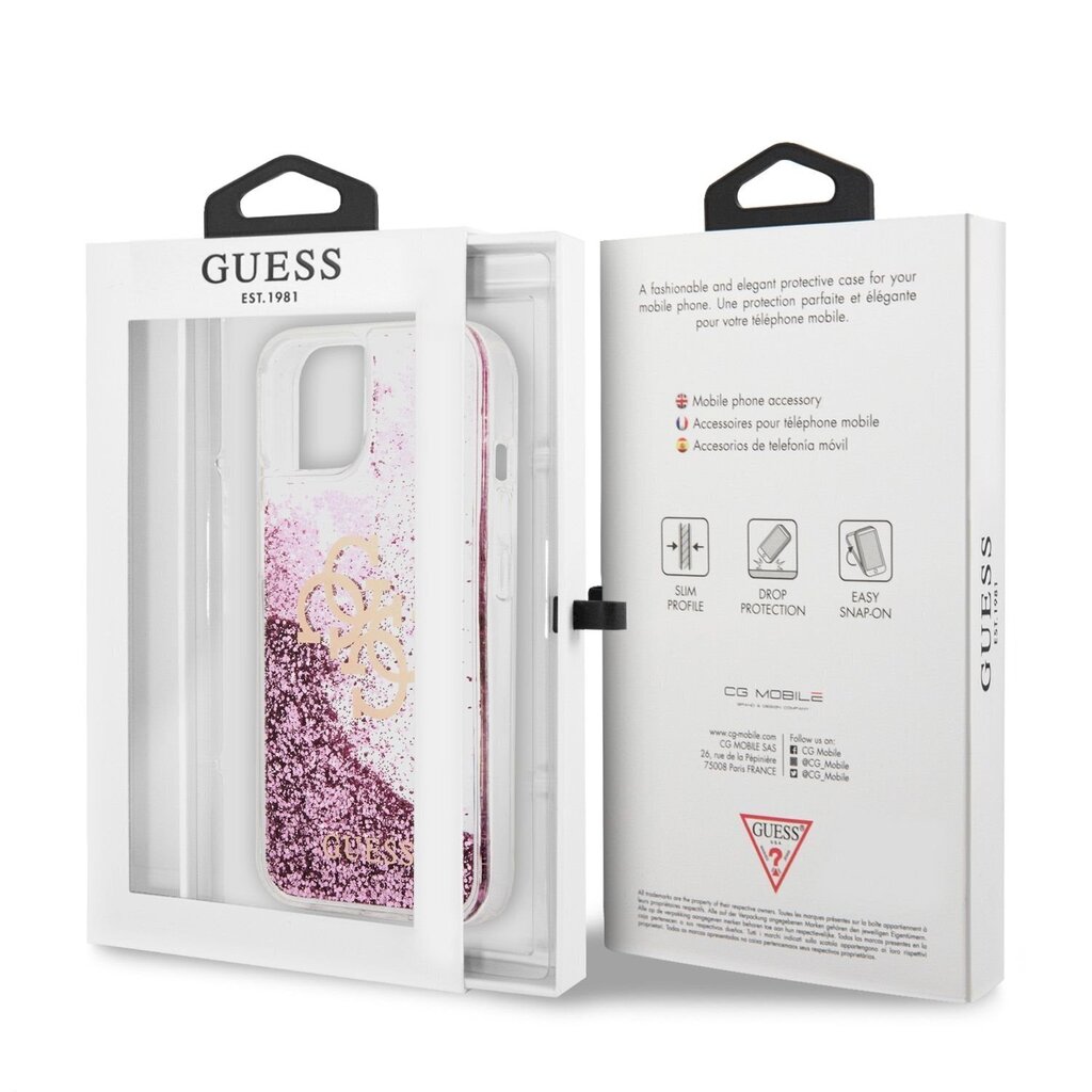 GUHCP13SLG4GPI Guess TPU Big 4G Liquid Glitter Pink Case for iPhone 13 Mini Transparent цена и информация | Telefonide kaitsekaaned ja -ümbrised | hansapost.ee
