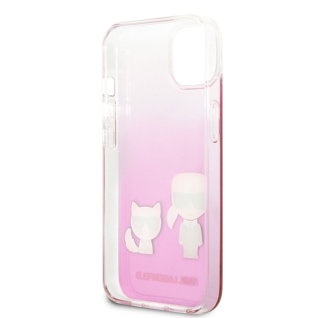 KLHCP13SCKTRP Karl Lagerfeld PC/TPU Ikonik Karl and Choupette Case for iPhone 13 mini Pink hind ja info | Telefonide kaitsekaaned ja -ümbrised | hansapost.ee