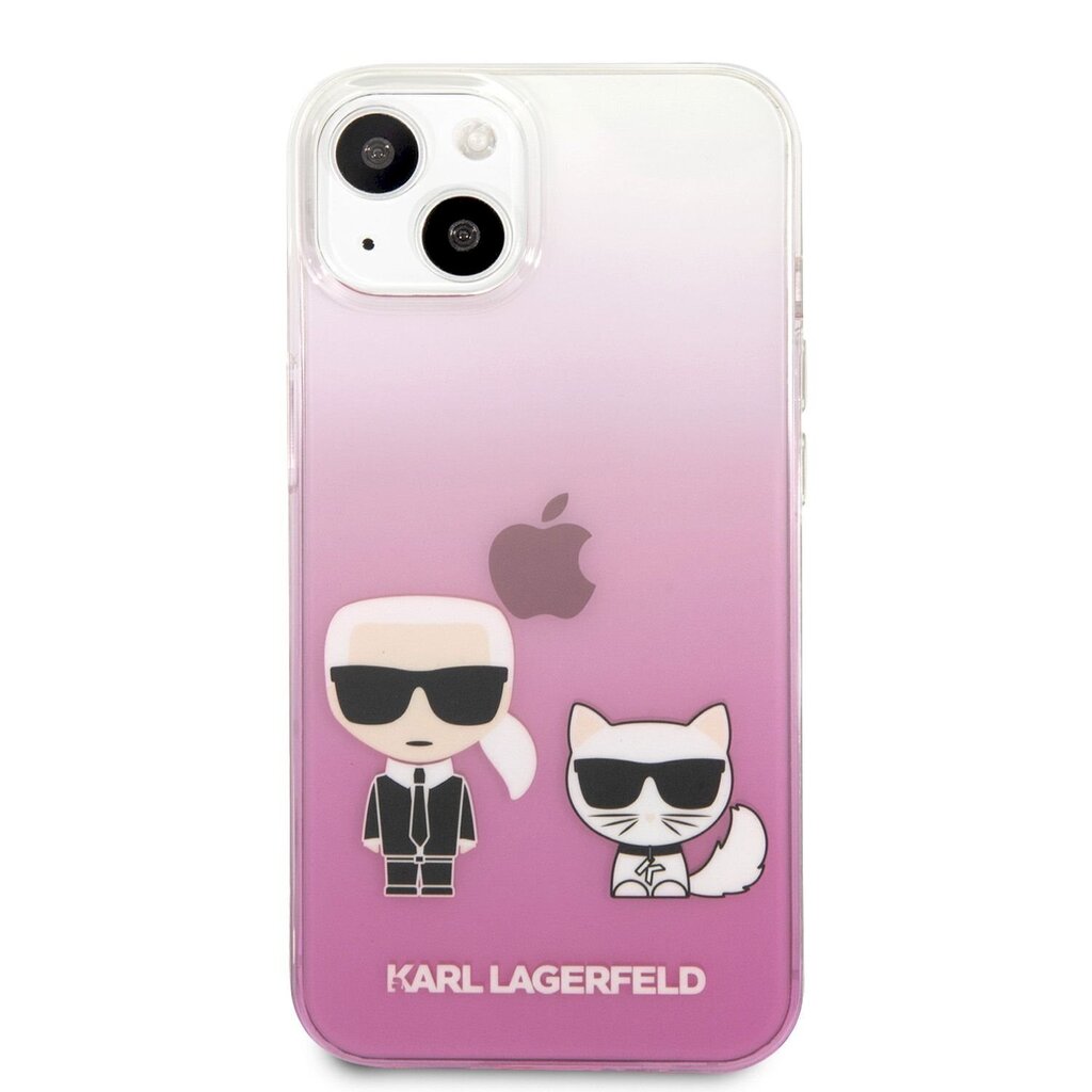 KLHCP13SCKTRP Karl Lagerfeld PC/TPU Ikonik Karl and Choupette Case for iPhone 13 mini Pink цена и информация | Telefonide kaitsekaaned ja -ümbrised | hansapost.ee