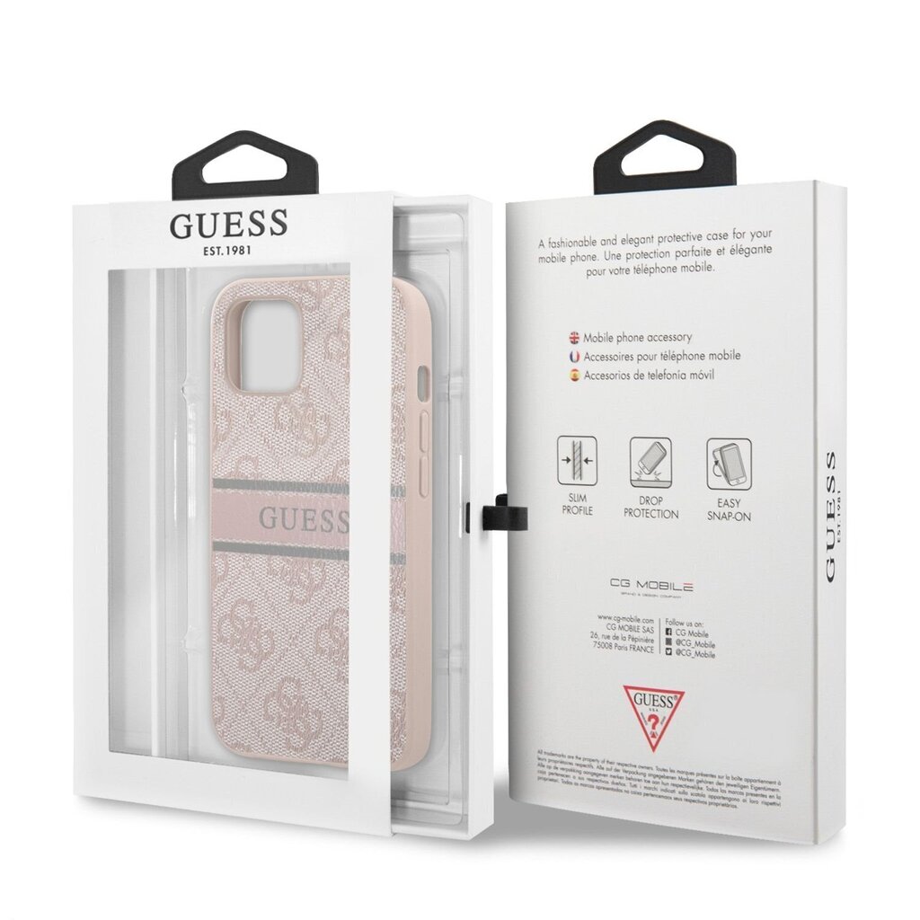 GUHCP13S4GDPI Guess PU 4G Printed Stripe Case for iPhone 13 Mini Pink цена и информация | Telefonide kaitsekaaned ja -ümbrised | hansapost.ee