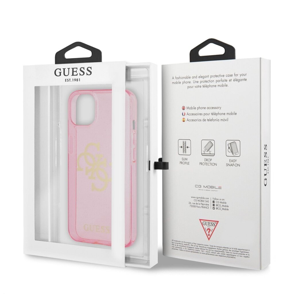 GUHCP13SPCUGL4GPI Guess TPU Big 4G Full Glitter Case for iPhone 13 Mini Pink price and information | Telefonide kaitsekaaned ja -ümbrised | hansapost.ee