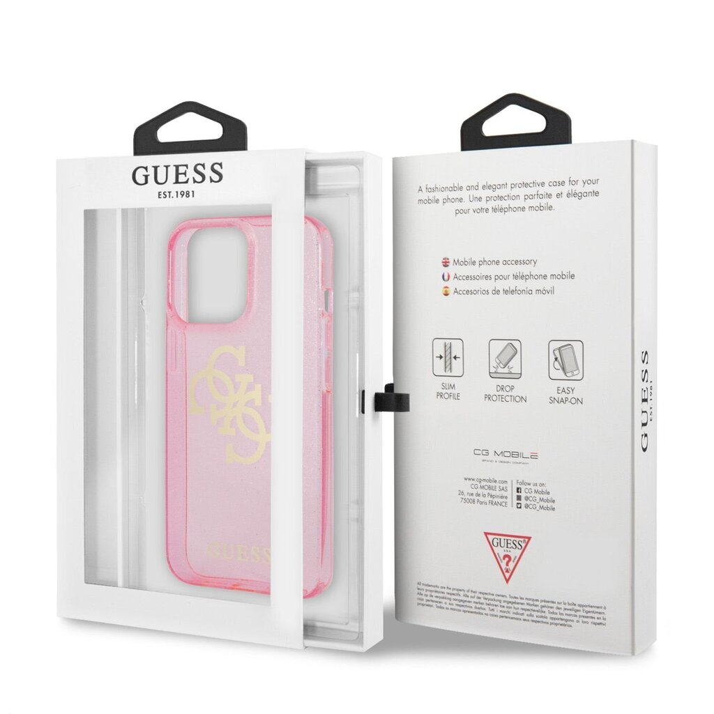 GUHCP13LPCUGL4GPI Guess TPU Big 4G Full Glitter Case for iPhone 13 Pro Pink hind ja info | Telefonide kaitsekaaned ja -ümbrised | hansapost.ee