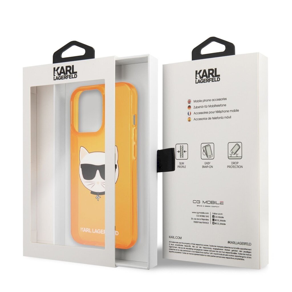 KLHCP13XCHTRO Karl Lagerfeld TPU Choupette Head Case for iPhone 13 Pro Max Fluo Orange hind ja info | Telefonide kaitsekaaned ja -ümbrised | hansapost.ee