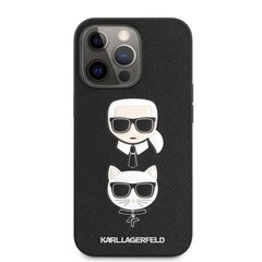 KLHCP13LSAKICKCBK Karl Lagerfeld PU Saffiano Karl and Choupette Heads Case for iPhone 13 Pro Black hind ja info | Telefonide kaitsekaaned ja -ümbrised | hansapost.ee