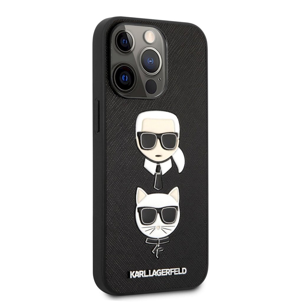 KLHCP13XSAKICKCBK Karl Lagerfeld PU Saffiano Karl and Choupette Heads Case for iPhone 13 Pro Max Black hind ja info | Telefonide kaitsekaaned ja -ümbrised | hansapost.ee