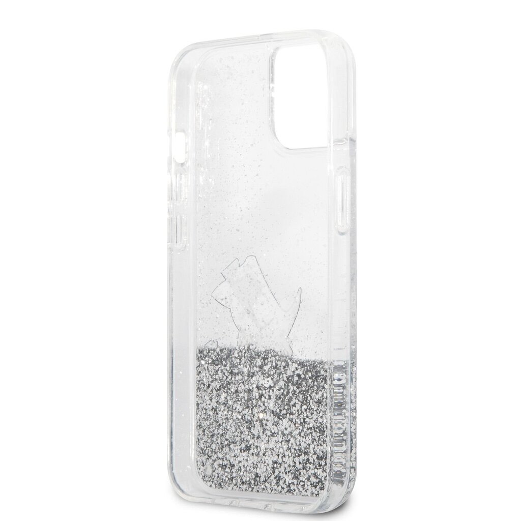 KLHCP13SGCFS Karl Lagerfeld Liquid Glitter Choupette Eat Case for iPhone 13 mini Silver hind ja info | Telefonide kaitsekaaned ja -ümbrised | hansapost.ee