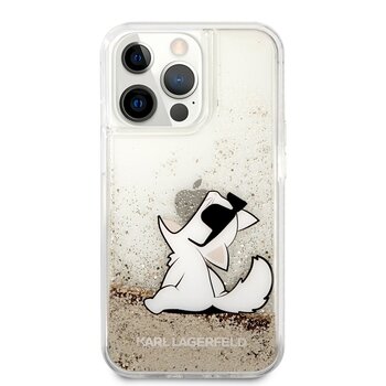 KLHCP13XGCFD Karl Lagerfeld Liquid Glitter Choupette Eat Case for iPhone 13 Pro Max Gold hind ja info | Telefonide kaitsekaaned ja -ümbrised | hansapost.ee