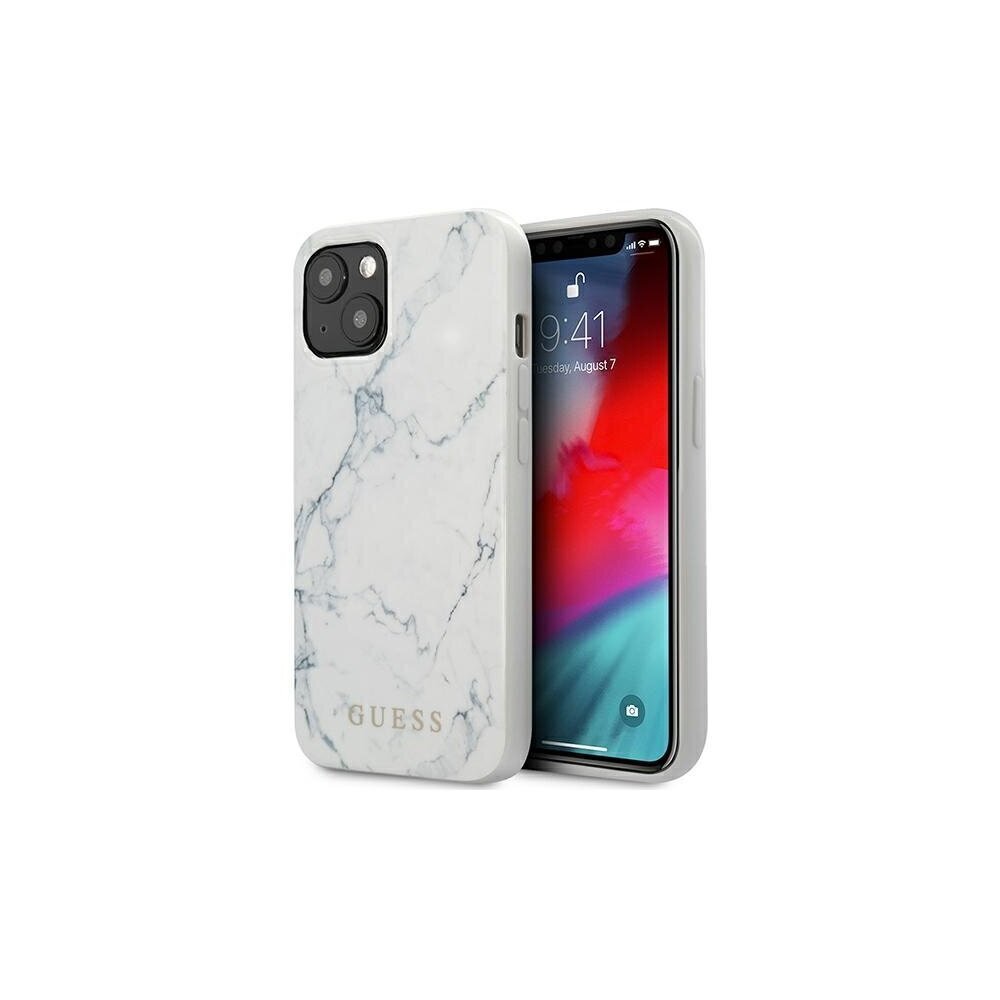 Guess case for iPhone 13 Mini 5,4'' GUHCP13SPCUMAWH white hard case Marble hind ja info | Telefonide kaitsekaaned ja -ümbrised | hansapost.ee
