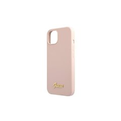 Чехол Guess для iPhone 13 6,1" GUHMP13MLSLMGLP light pink hard case Silicone Script Gold Logo Magsafe цена и информация | Чехлы для телефонов | hansapost.ee