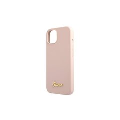 Guess case for iPhone 13 Pro / 13 6,1" GUHMP13LLSLMGLP light pink hard case Silicone Script Gold Logo Magsafe цена и информация | Чехлы для телефонов | hansapost.ee