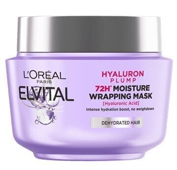 Niisutav juuksemask Elvital Hyaluron Plump 72 h, 300 ml цена и информация | Juuksemaskid, õlid ja seerumid | hansapost.ee