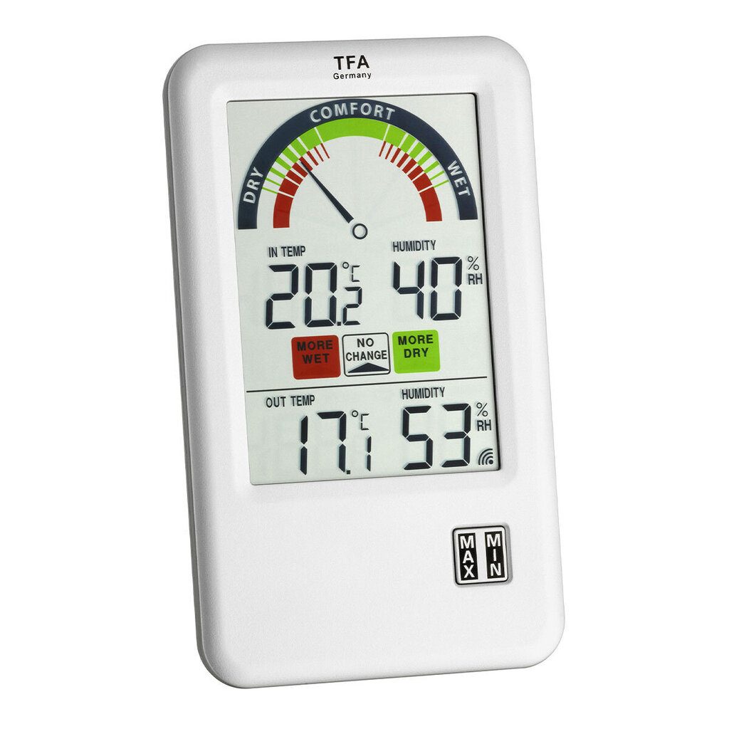 Juhtmeta termohügromeeter koos ventilatsioonisoovitusega BEL-AIR TFA 30.3045.IT hind ja info |  Termomeetrid ja niiskuse mõõtjad | hansapost.ee