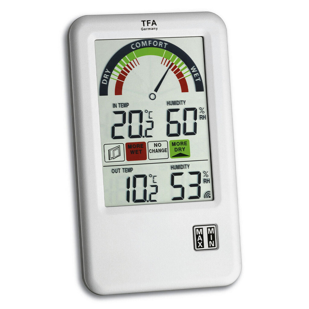 Juhtmeta termohügromeeter koos ventilatsioonisoovitusega BEL-AIR TFA 30.3045.IT цена и информация |  Termomeetrid ja niiskuse mõõtjad | hansapost.ee
