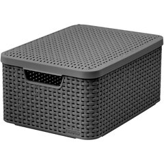 Коробка с крышкой Style M 39,3x29,3x18,7cм, темно-серая цена и информация | Корзины и ящики для хранения | hansapost.ee