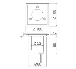 Напольный встраиваемый квадратный светильник ALFA-K-MINI GU10 50W цена и информация | Уличное освещение | hansapost.ee