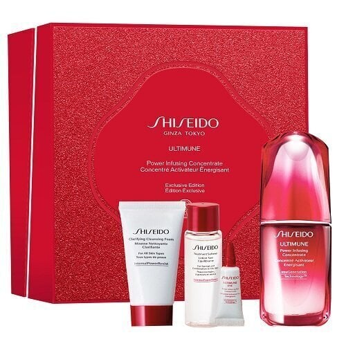 Komplekt Shiseido Ultimune: näoseerum, 50 ml + näovaht 15 ml + näonaha pehmendaja, 30 ml + silmaseerum, 3 ml цена и информация | Näoõlid, ampullid ja seerumid | hansapost.ee