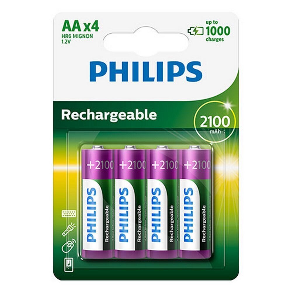 Laetavad patareid Philips A4 1.2V 2100 mAh, 4 tk цена и информация | Patareid | hansapost.ee