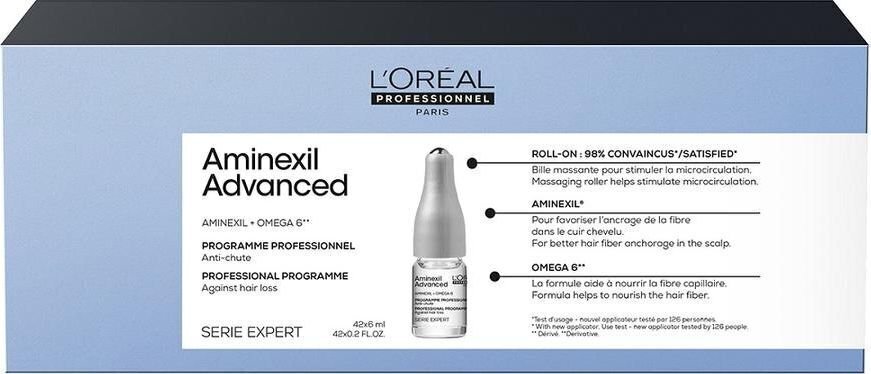 Ampullid juuste väljalangemise vastu L’Oreal Professionnel Serie Expert Aminexil Advanced 42x6 ml цена и информация | Juuksemaskid, õlid ja seerumid | hansapost.ee