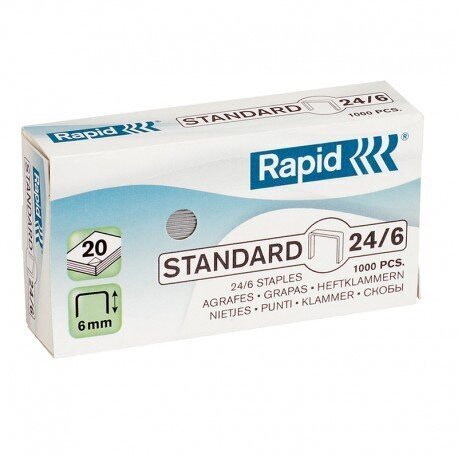 Klambrid Rapid Standart 24/6, 1000 tk. hind ja info | Kirjatarvikud | hansapost.ee