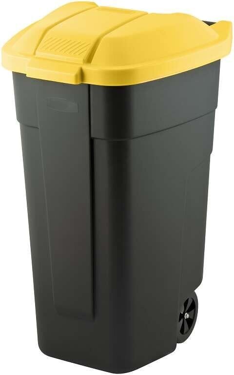 Õue konteiner 110 l, must/kollane цена и информация | Prügikonteinerid ja kompostrid | hansapost.ee