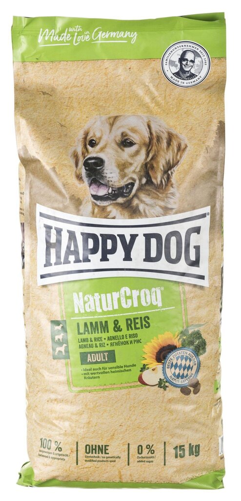 Happy Dog kuivtoit täiskasvanud koertele lambaliha ja riisiga NaturCroq Lamm&Reis 15 kg hind ja info | Koerte kuivtoit ja krõbinad | hansapost.ee
