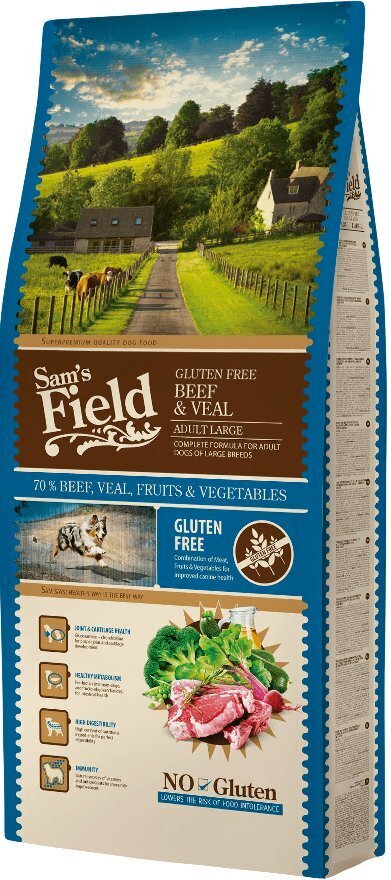 Sam's Field Adult Large Beef & Veal koeratoit 13 kg цена и информация | Koerte kuivtoit ja krõbinad | hansapost.ee