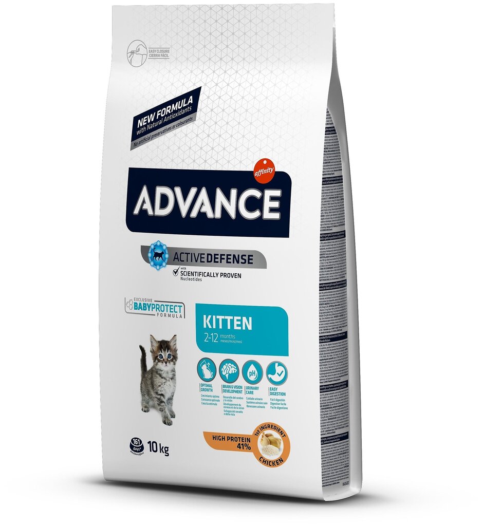 Kuivtoit kassipoegadele ADVANCE Cat Kitten kanaliha ja riisiga, 10 kg hind ja info | Kassi kuivtoit ja kassikrõbinad | hansapost.ee