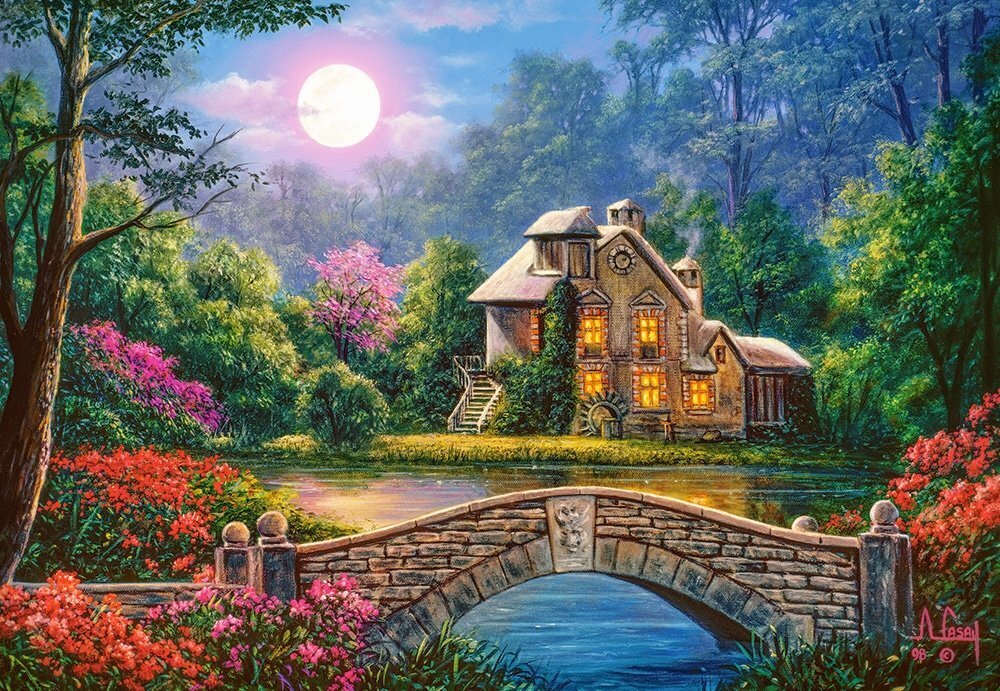 Pusle "Cottage in the Moon Garden" Castorland, 1000 tk цена и информация | Pusled lastele ja täiskasvanutele | hansapost.ee