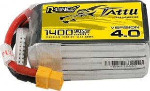 Aku Tattu R-Line 4.0 1400mAh 22.2V 130C 6S1P XT60 hind ja info | Nutiseadmed ja lisatarvikud | hansapost.ee