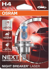 Automobilinė лампочка Osram Night Breaker Laser (Next Generation) H4, 1 шт. цена и информация | Автомобильная ксеноновая лампа D2R 6000К (Китай) | hansapost.ee