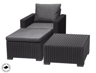 Садовый стол Moorea + стул + табурет с подушкой, серый цена и информация | Комплекты уличной мебели | hansapost.ee