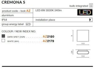 Azzardo seina välisvalgusti Cremona S AZ2180 hind ja info | Azzardo Aiakaubad | hansapost.ee