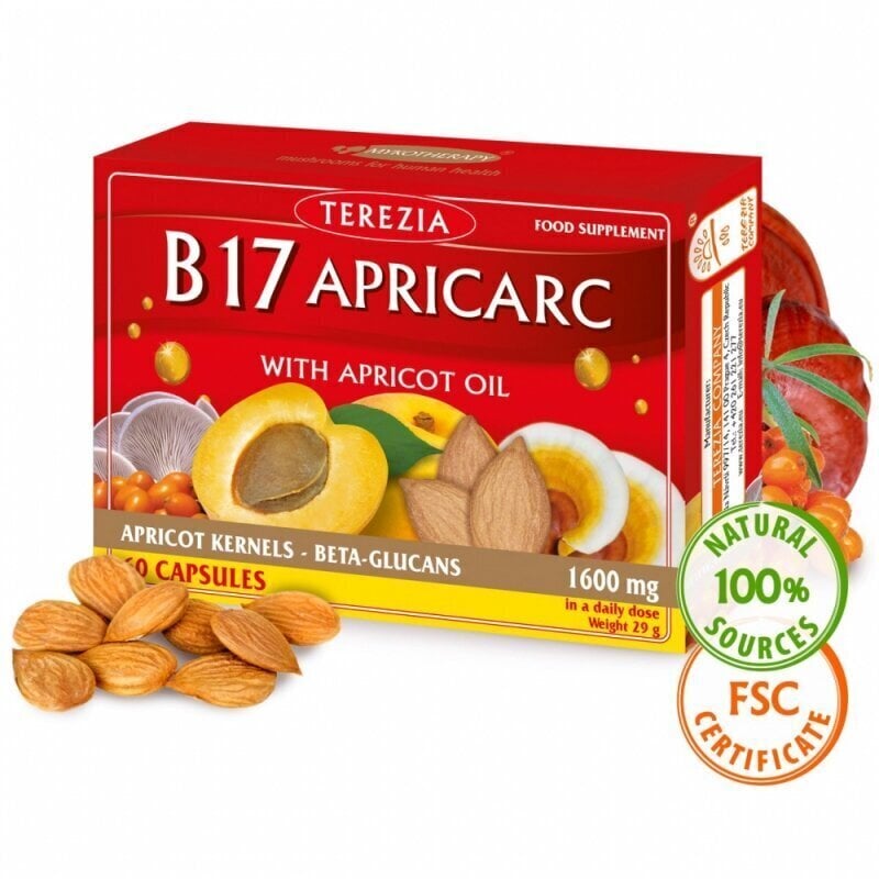 Toidulisand Terezia B17 Aprikarkas aprikoosiõliga, 60 kapslit hind ja info | Toidulisandid tervise edendamiseks | hansapost.ee
