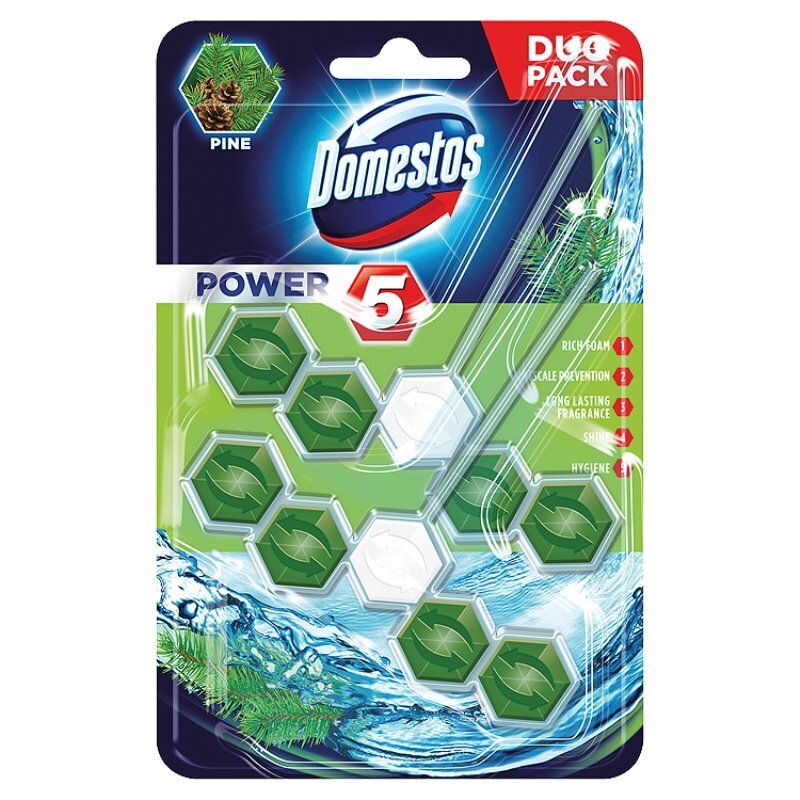 WC-värskendaja Domestos Power 5 Pine, 2x55 g hind ja info | Puhastusvahendid | hansapost.ee