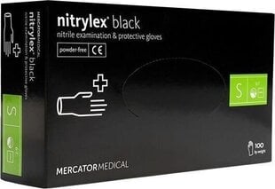 Ühekordsed nitriilkindad, mustad Mercator Nitrylex Black, S suurus, 100 tk hind ja info | Esmaabi | hansapost.ee