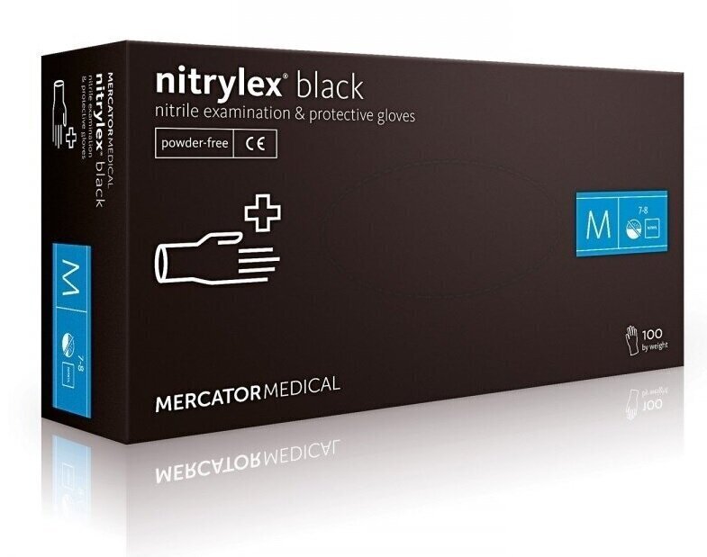 Ühekordsed nitriilkindad Mercator Nitrylex Black, must, 100 tk цена и информация | Töökindad | hansapost.ee