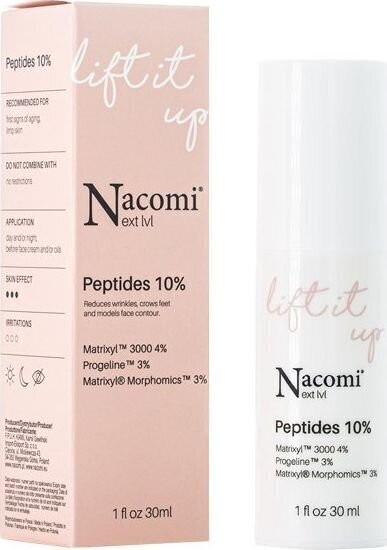 Näoseerum Nacomi Next Level Peptides 10% 30 ml цена и информация | Näoõlid, ampullid ja seerumid | hansapost.ee