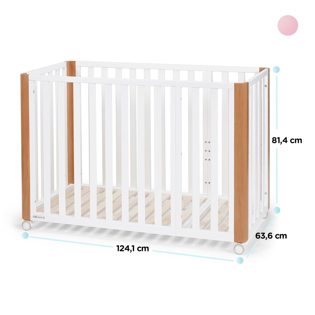 Beebivoodi Kinderkraft Koya 60x90 cm madratsiga 4in1 , valge цена и информация | Beebivoodid, võrevoodid | hansapost.ee