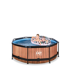 Каркасный бассейн с фильтром Exit Wood ø244x76 см, коричневый цена и информация | Бассейны | hansapost.ee
