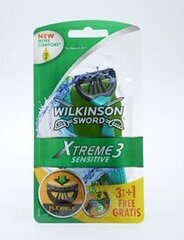 Ühekordsed raseerijad meestele Wilkinson Sword Xtreme 3 Sensitive, 3+1 tk hind ja info | Raseerimisvahendid | hansapost.ee