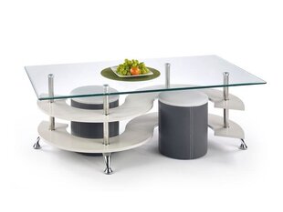 Комплект из столика и пуфов Halmar Nina 5, прозрачный/белый/серый цена и информация | Журнальные столики | hansapost.ee