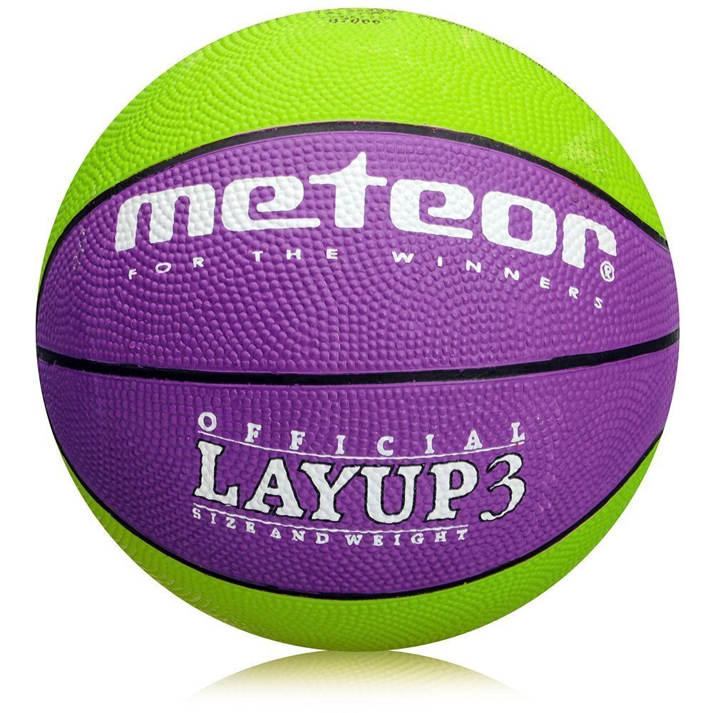 Korvpalli pall METEOR LAYUP, 3 suurus, roheline/lilla hind ja info | Korvpallid | hansapost.ee