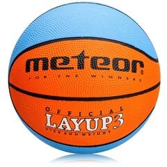 Баскетбольный мяч METEOR Layup, размер 3, синий / оранжевый цена и информация | Баскетбольные мячи | hansapost.ee