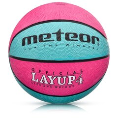 Баскетбольный мяч Meteor LAYUP #4 , Розовый/Синий цена и информация | Баскетбольные мячи | hansapost.ee