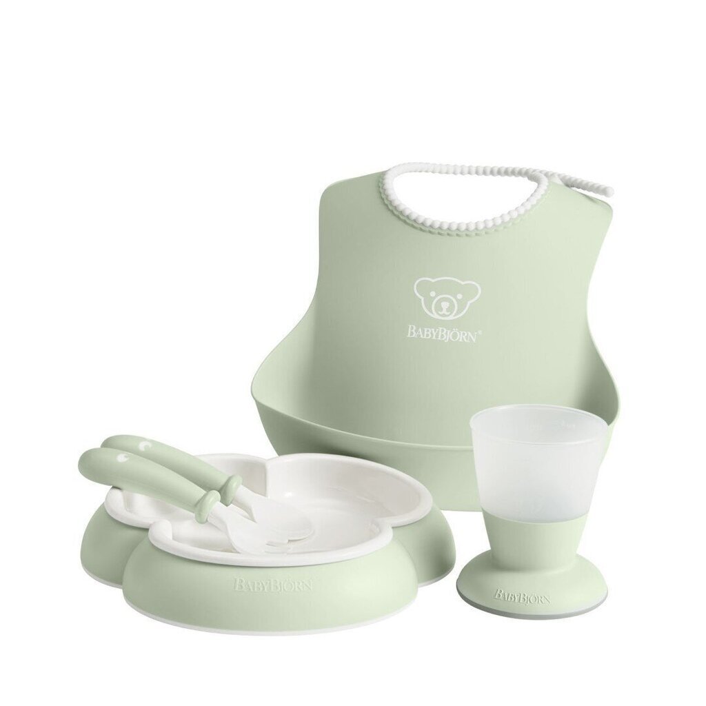 BABYBJÖRN Nõude komplekt Powder green 070061 hind ja info | Laste taldrikud, kausid ja söögiriistad | hansapost.ee